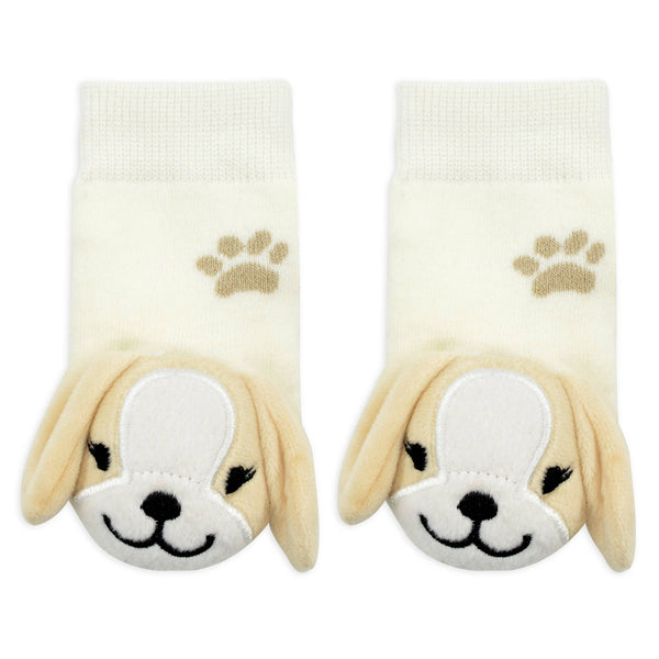 Beige Puppy Boogie Toes Rattle Socks
