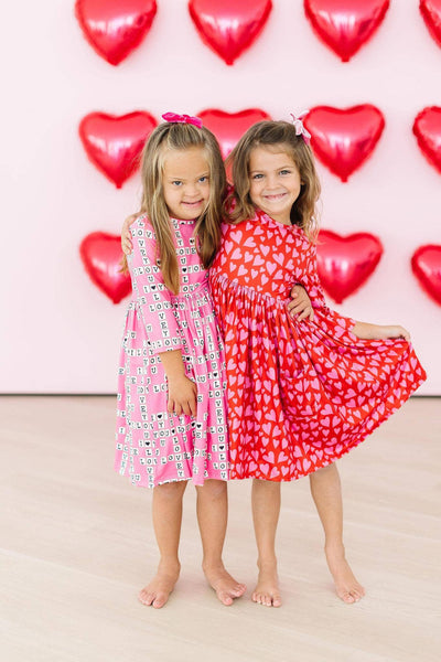 Mila Hearts & Hugs 3/4 Sleeve Pocket Twirl Dress