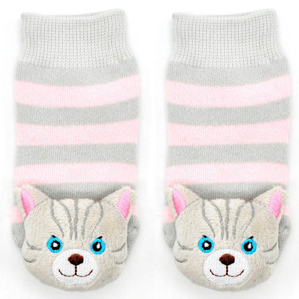 Boogie Toes Gray Cat Rattle Socks