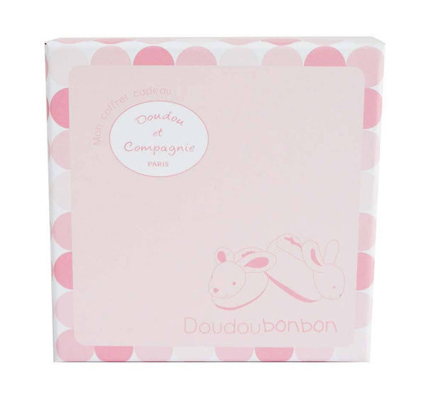 Doudou Pink Bunny Booties with Rattle