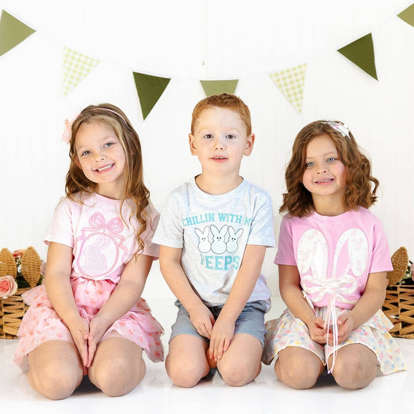 Sweet Wink Lace Bunny Bow Patch Easter Short Sleeve T-Shirt