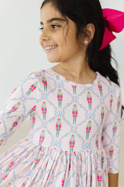 Mila Pink Nutcracker 3/4 Sleeve Pocket Twirl Dress