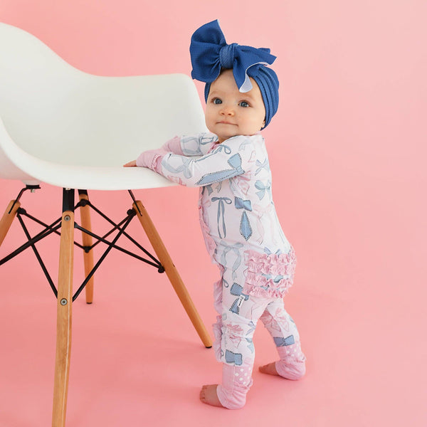 Gigi And Max Samantha Bows Ruffle Zip Bamboo Sleeplies Little Outfit