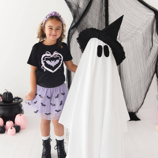 Sweet Wink Rhinestone Bat Patch Halloween Short Sleeve T-Shirt