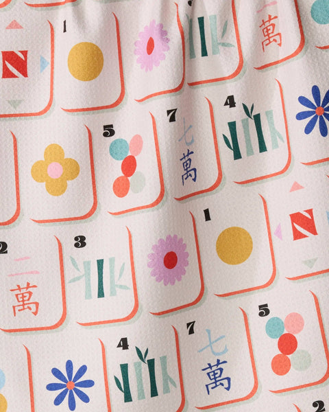 Geometry Tile Toss Tea Towel - Mahjong