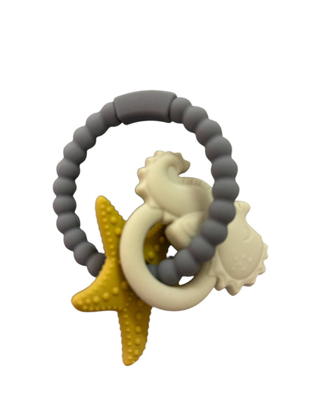 Three Hearts Seahorse Teething Ring - All Silicone