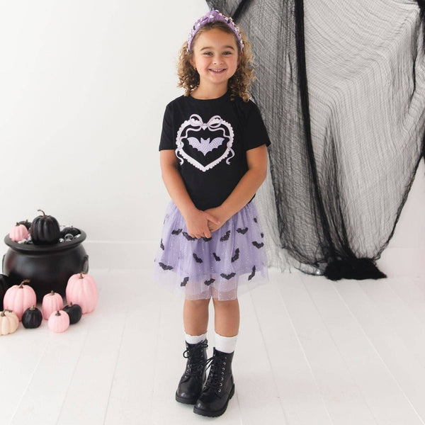 Sweet Wink Rhinestone Bat Patch Halloween Short Sleeve T-Shirt