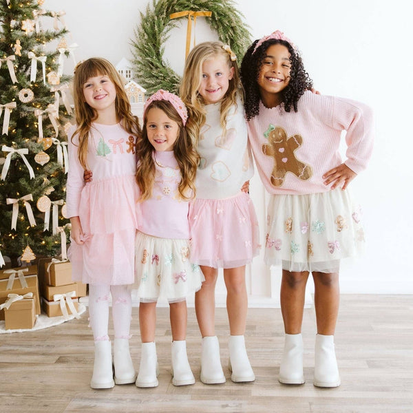 Sweet Wink Gingerbread Sequin Patch Christmas Sweater