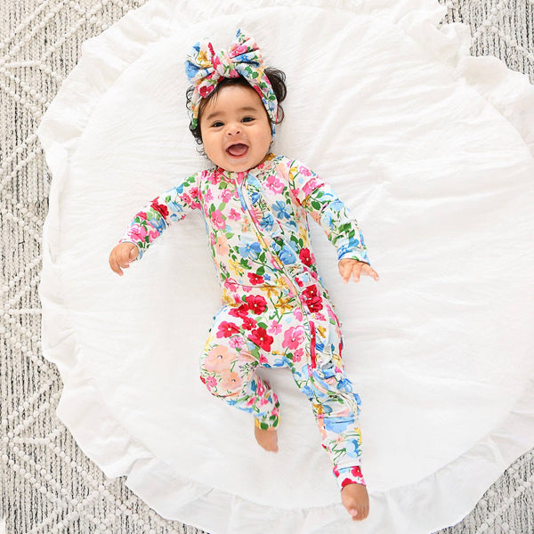 Gigi And Max Kaylee Ruffle Zip Bamboo One Piece Floral Baby Clothing