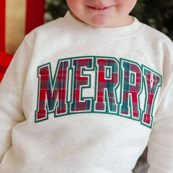 Sweet Wink Merry Tartan Patch Christmas Sweatshirt