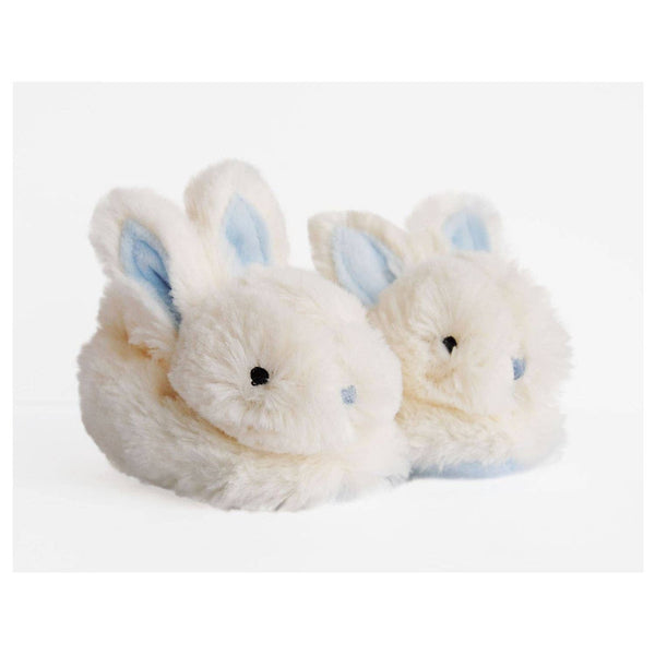 Doudou Blue Bunny Booties with Rattle - Size 0/6 months