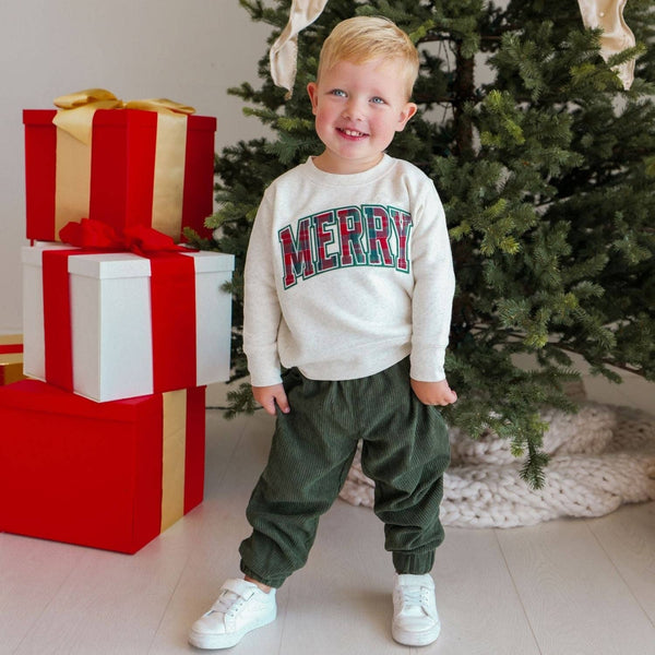 Sweet Wink Merry Tartan Patch Christmas Sweatshirt