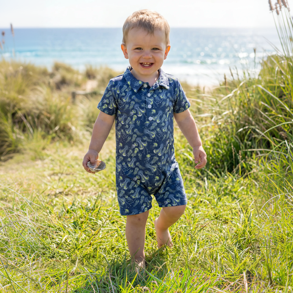 Sweet Bamboo Polo Romper - Glow Zone