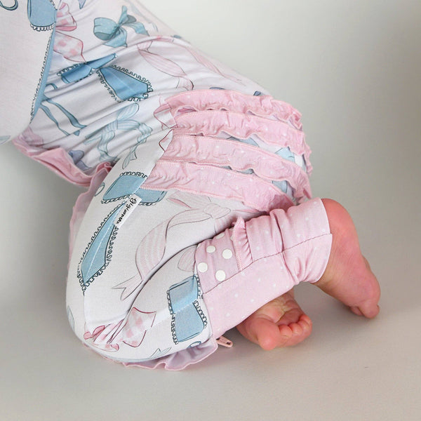 Gigi And Max Samantha Bows Ruffle Zip Bamboo Sleeplies Little Outfit