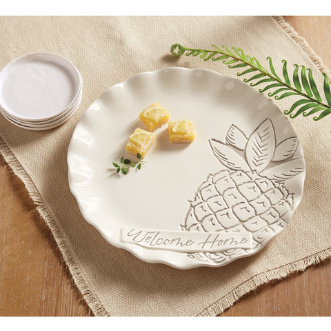 Mudpie Washed Pineapple Round Tray