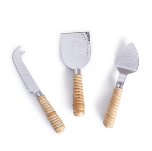 Two's Rattan Wrapped Cheese Knives