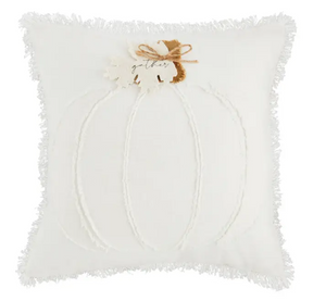 Mudpie Square White Pumpkin Pillow